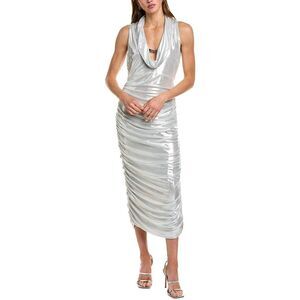 Carla Ruiz Womens  Metallic Cowl Neck Midi Dress, Metallic